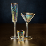 APERITIVO TRIANGULAR CHAMPAGNE FLUTE - LUSTER WITH GOLD RIM