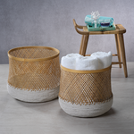 ANDES BAMBOO AND RAFFIA BASKETS - SET OF 2