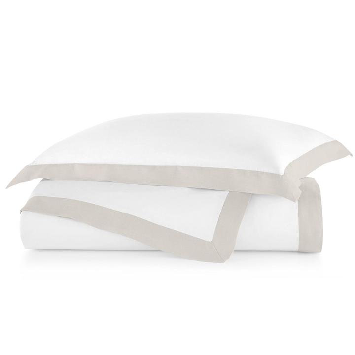 PEACOCK ALLEY MANDALAY LINEN CUFF DUVET COVER PLATINUM