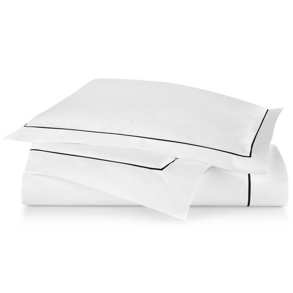 PEACOCK ALLEY BOUTIQUE EMBROIDERED PERCALE DUVET COVER  BLACK