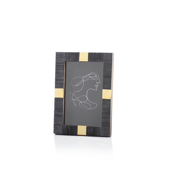 FRAME:  MAHA BLACK BONE WITH BRASS TRIM PHOTO  -  4X6