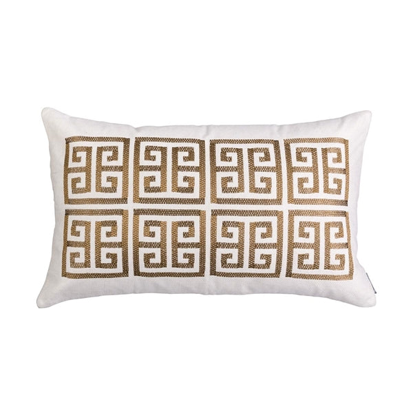 GUY LG. CT. BORDER PILLOW IVORY BASKETWEAVE/ GOLD METALLIC EMBROIDERY 18X30