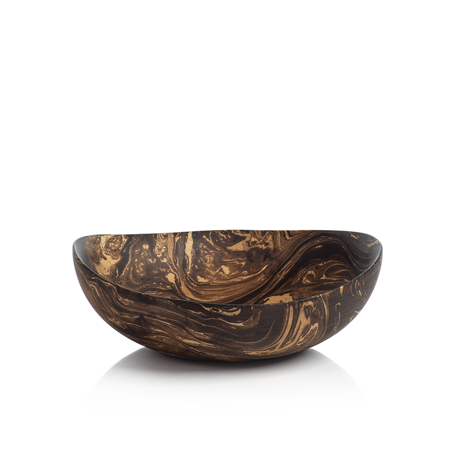 MANGO WOOD MARBLEIZED BOWL - SHALLOW