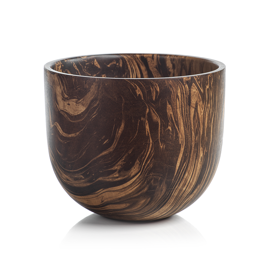 Mango Wood Marbleized Bowl -MANGO WOOD MARBLEIZED BOWL - STRAIGHT SIDED