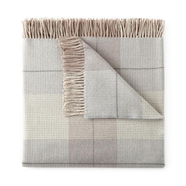 PEACOCK ALLEY MERINO WOOL YORK FRINGE THROW  PEWTER