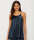 PJ HARLOW ANNE  SATIN CAMI WITH GATHERED FRONT AND BACK STRAP BLACK